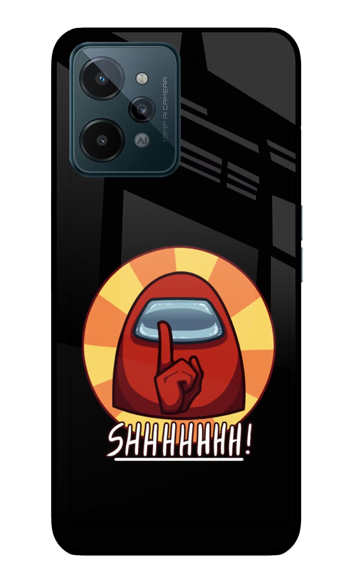Among Us Shhh! Realme C31 Glass Case Back Cover by Casekaro