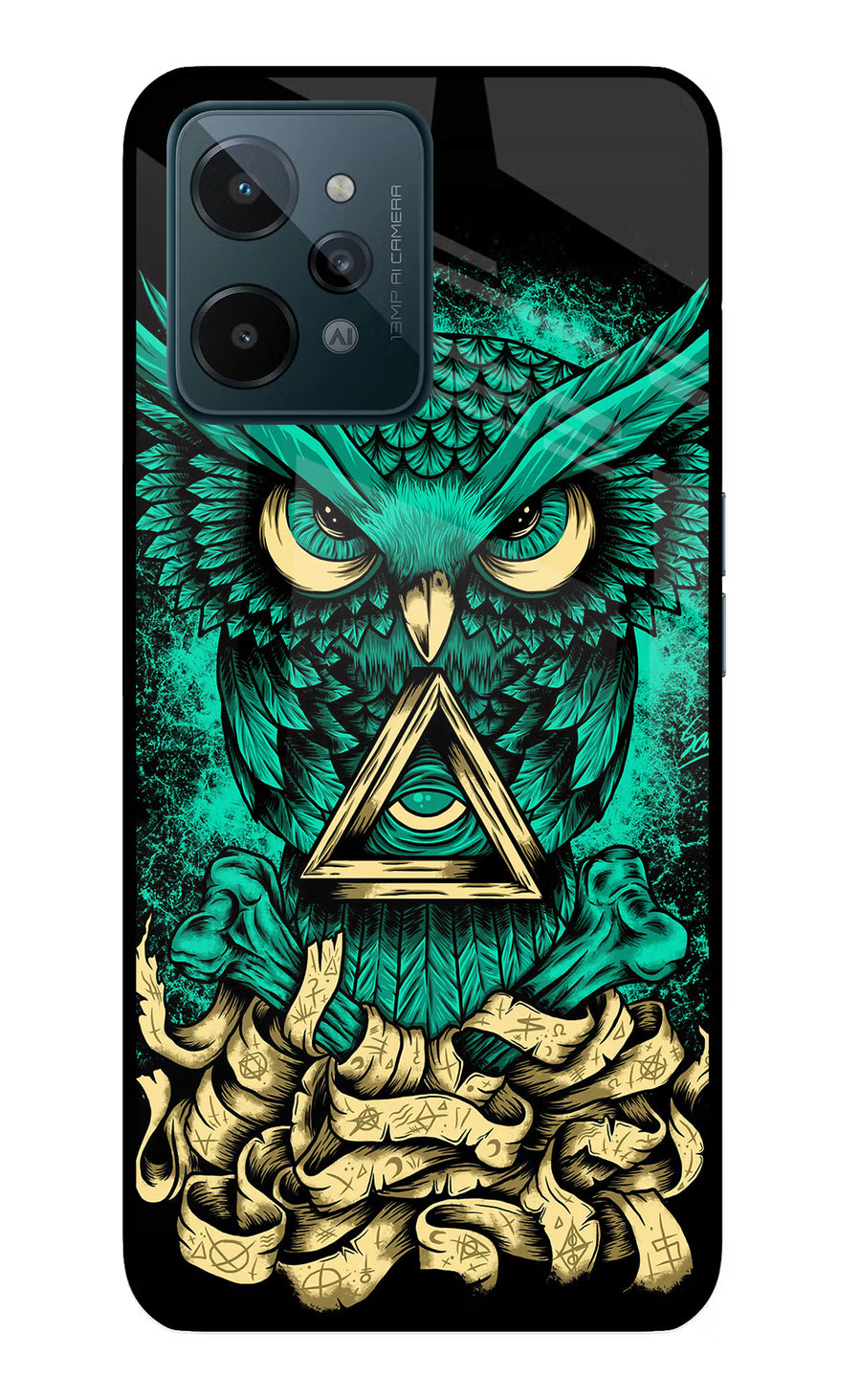 Green Owl Realme C31 Back Cover, Glass case