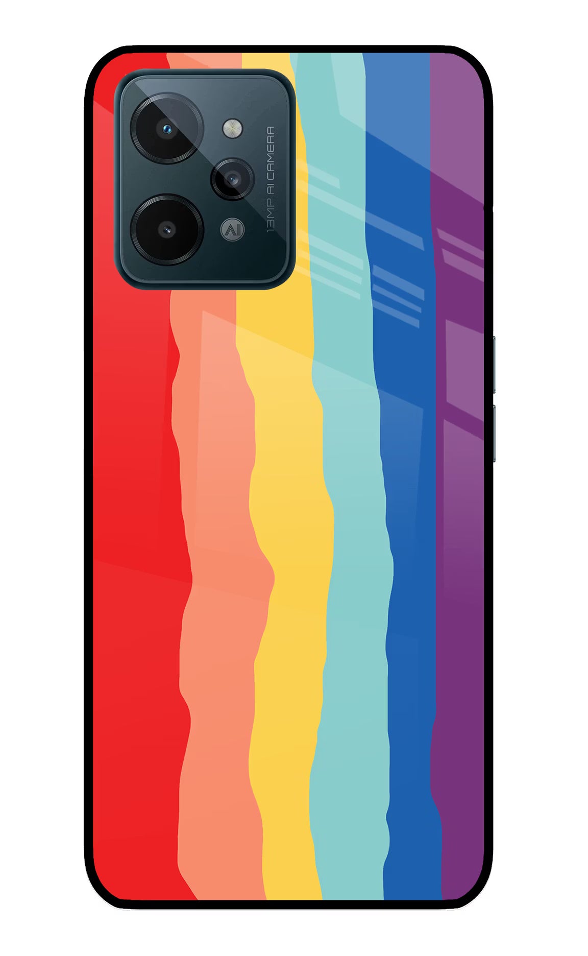 Rainbow Realme C31 Glass Case Back Cover by Casekaro
