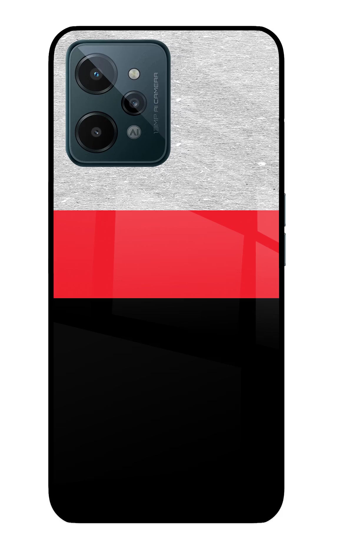 Tri Color Pattern Realme C31 Glass Case Back Cover by Casekaro