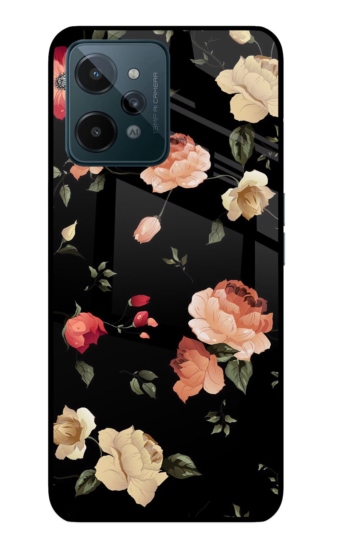 Flowers Realme C31 Glass Case Back Cover by Casekaro