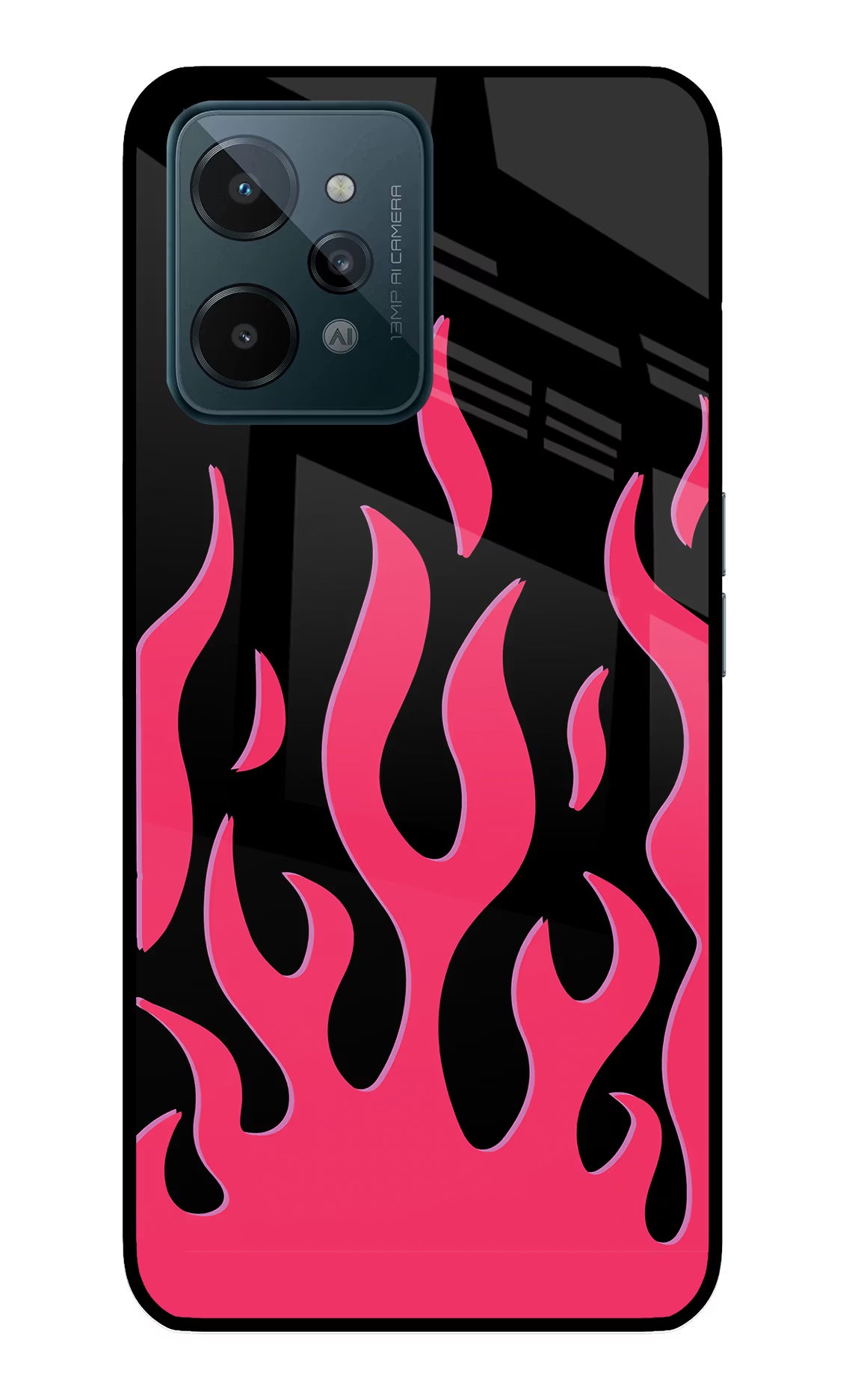 Fire Flames Realme C31 Glass Case Back Cover by Casekaro