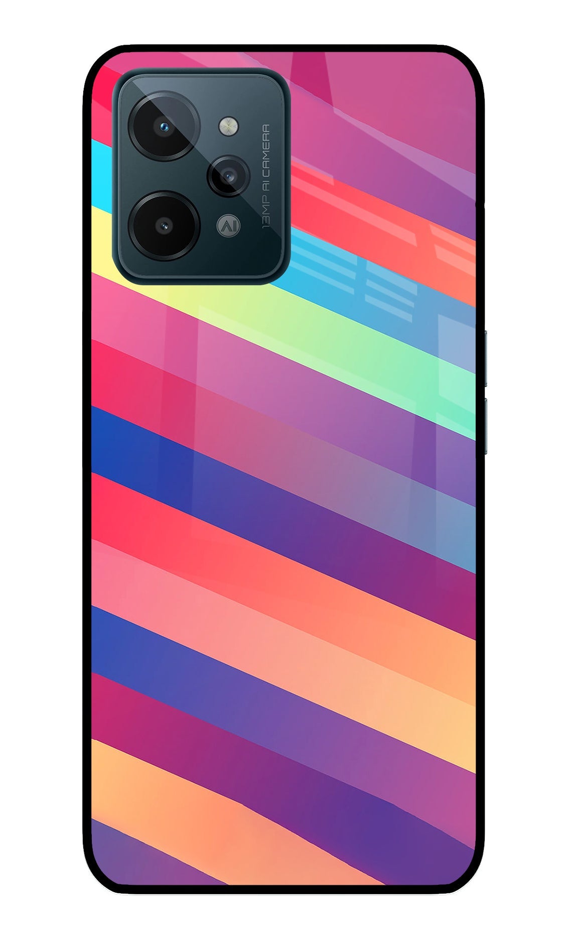 Stripes color Realme C31 Glass Case