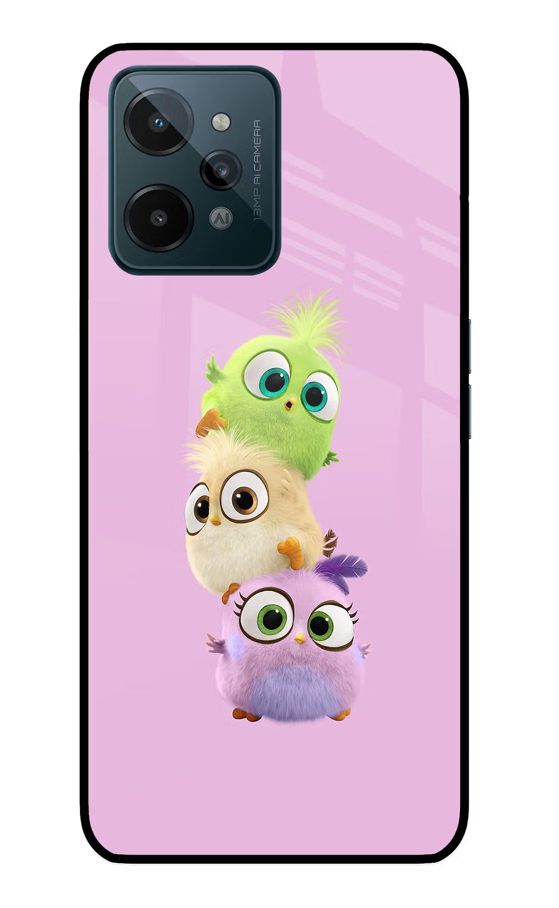 Cute Little Birds Realme C31 Glass Case Back Cover by Casekaro