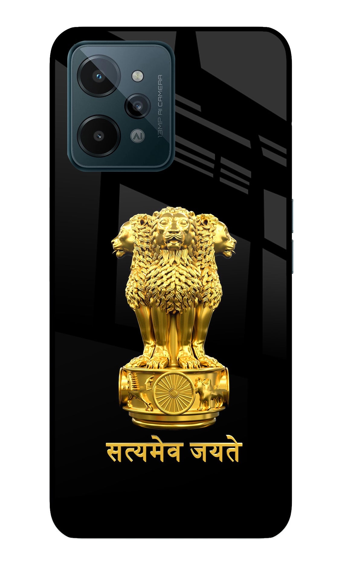 Satyamev Jayate Golden Realme C31 Glass Case