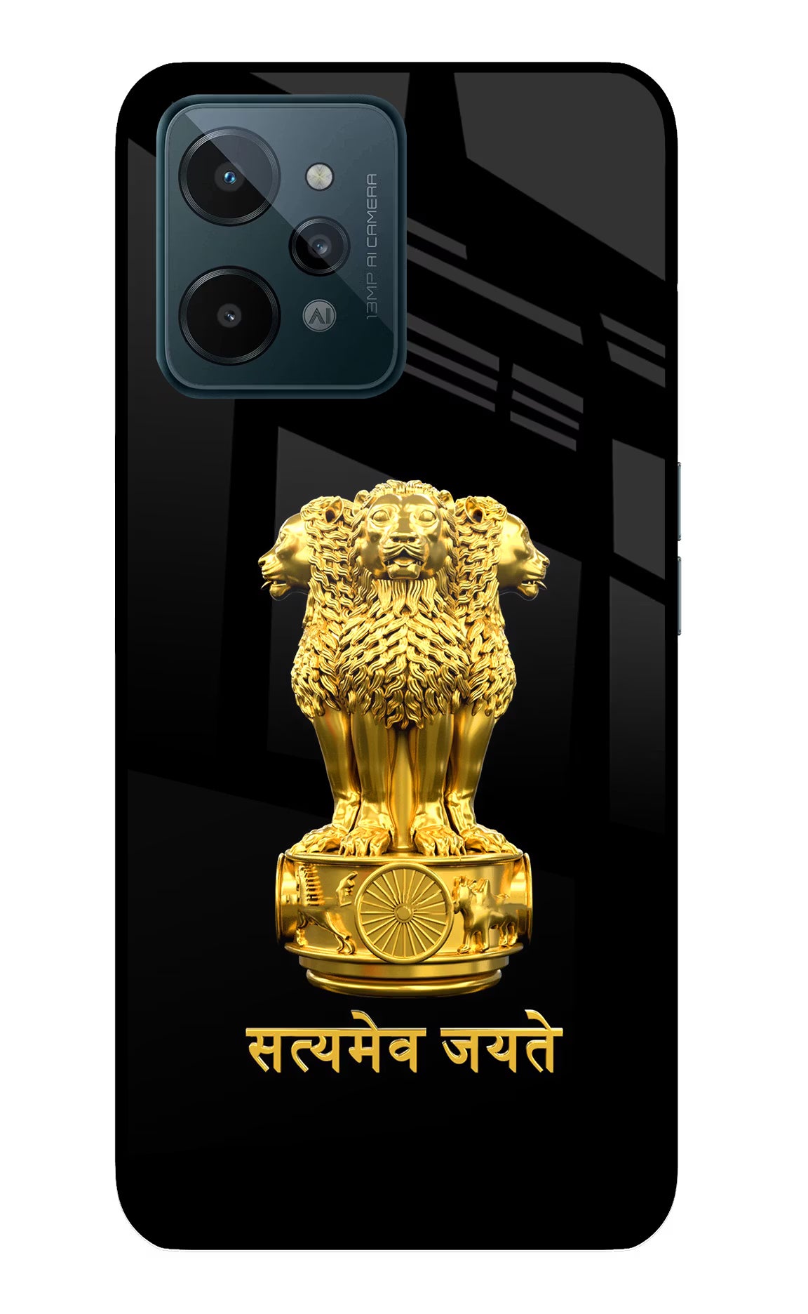 Satyamev Jayate Golden Realme C31 Glass Case