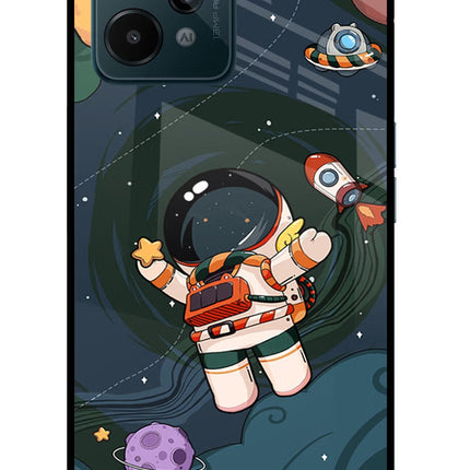 Cartoon Astronaut Realme C31 Glass Case Back Cover by Casekaro