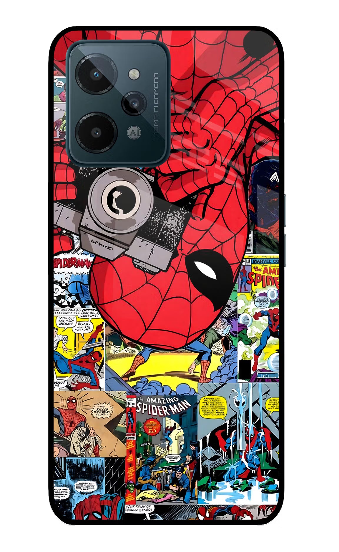 Spider Man Realme C31 Glass Case Back Cover by Casekaro