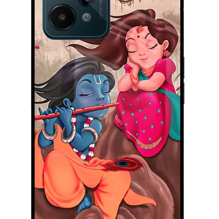 Radhe Krishna Realme C31 Glass Case Back Cover by Casekaro