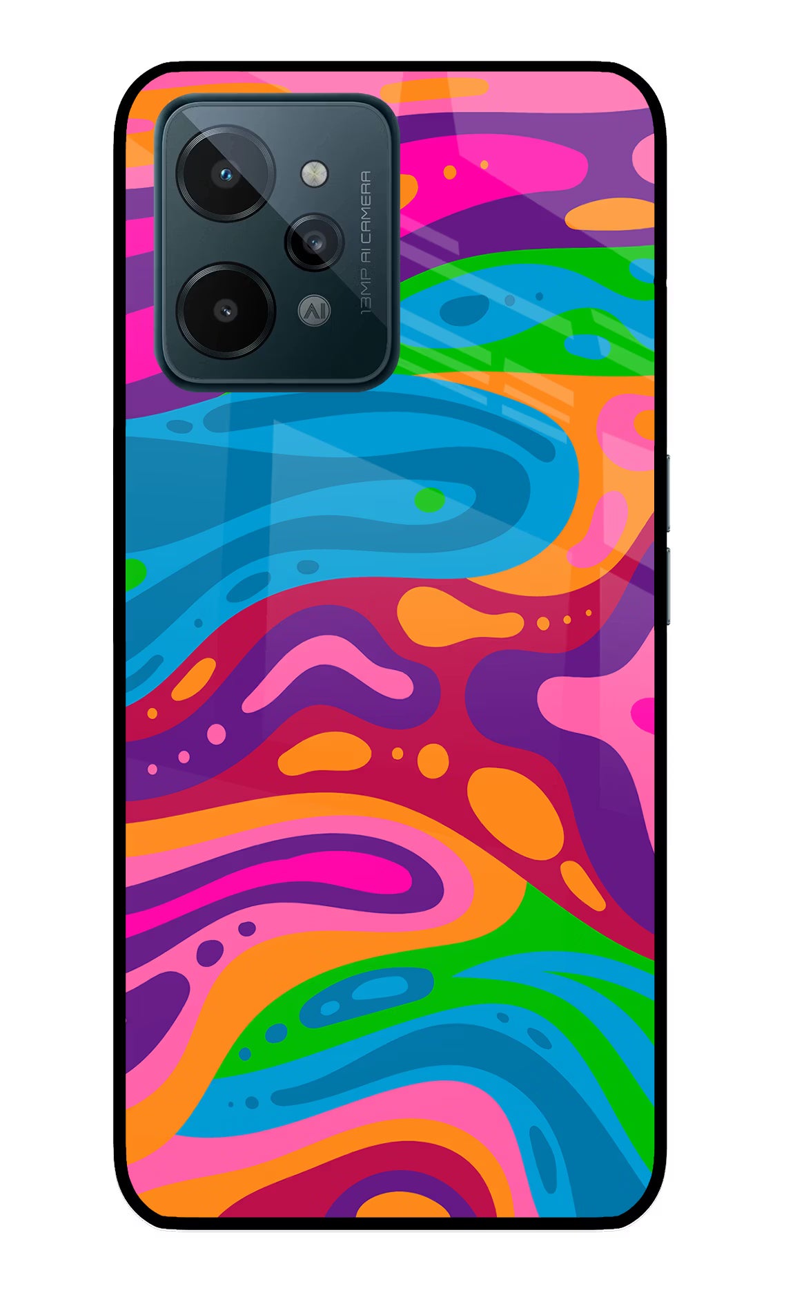 Trippy Pattern Realme C31 Glass Case Back Cover by Casekaro