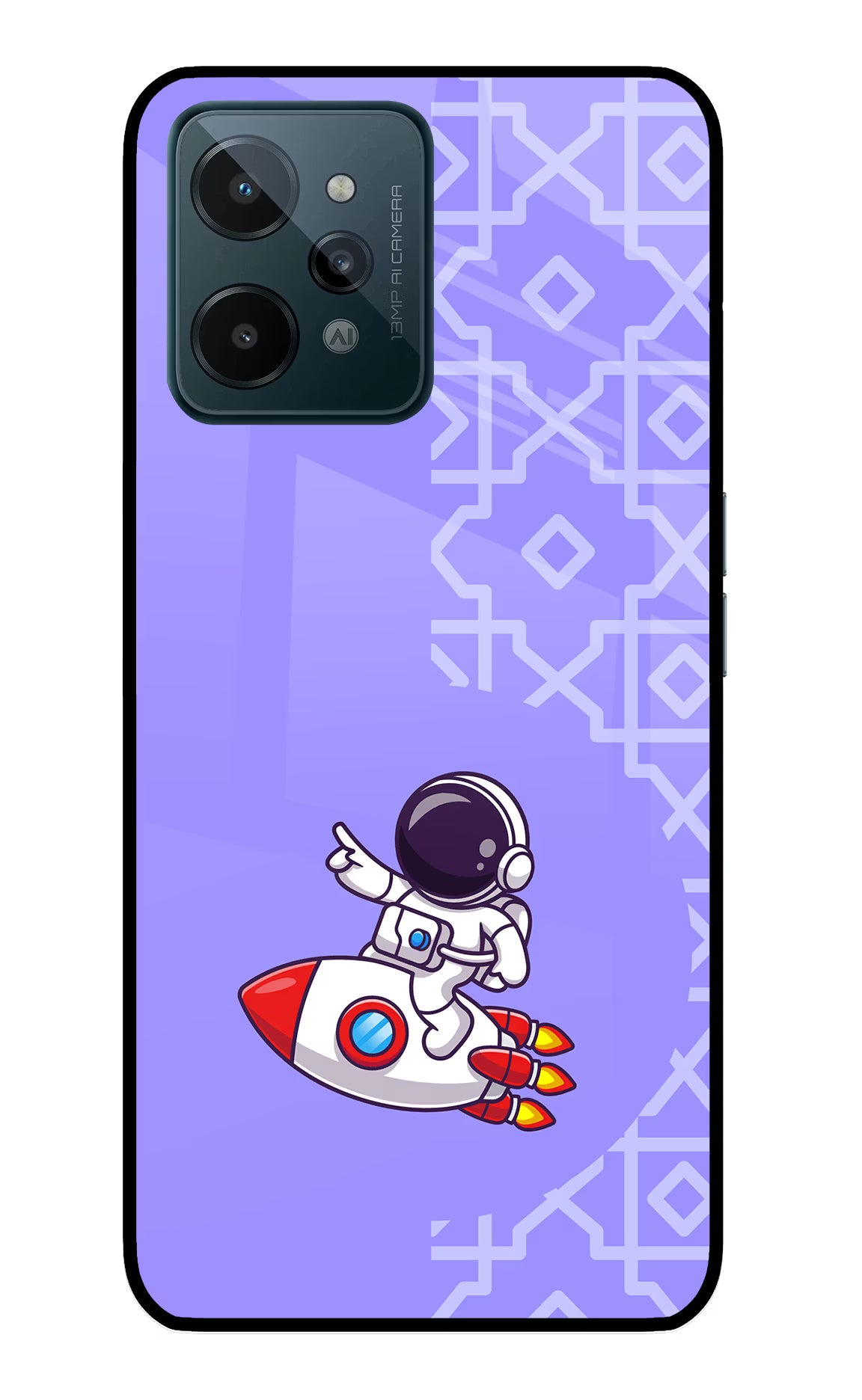 Cute Astronaut Realme C31 Glass Case Back Cover by Casekaro