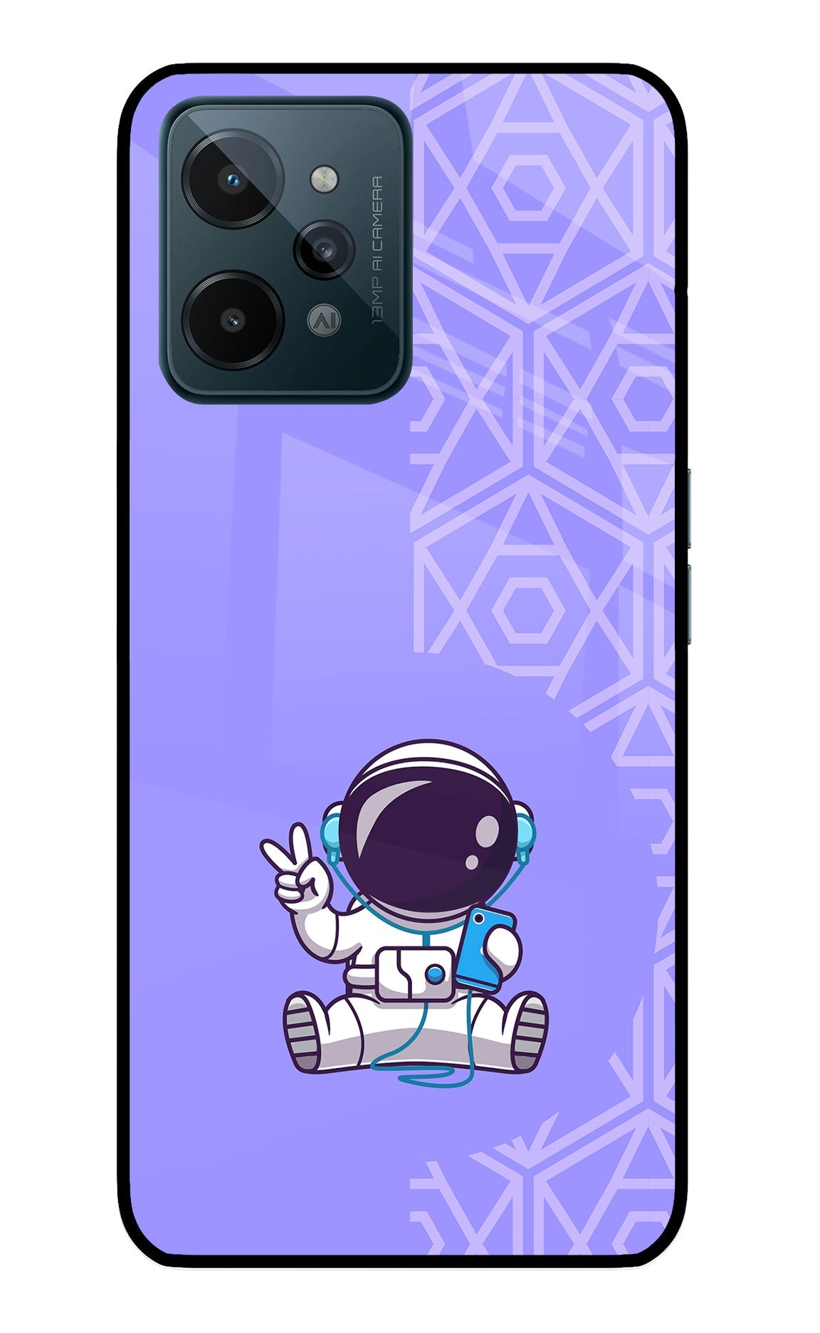 Cute Astronaut Chilling Realme C31 Glass Case