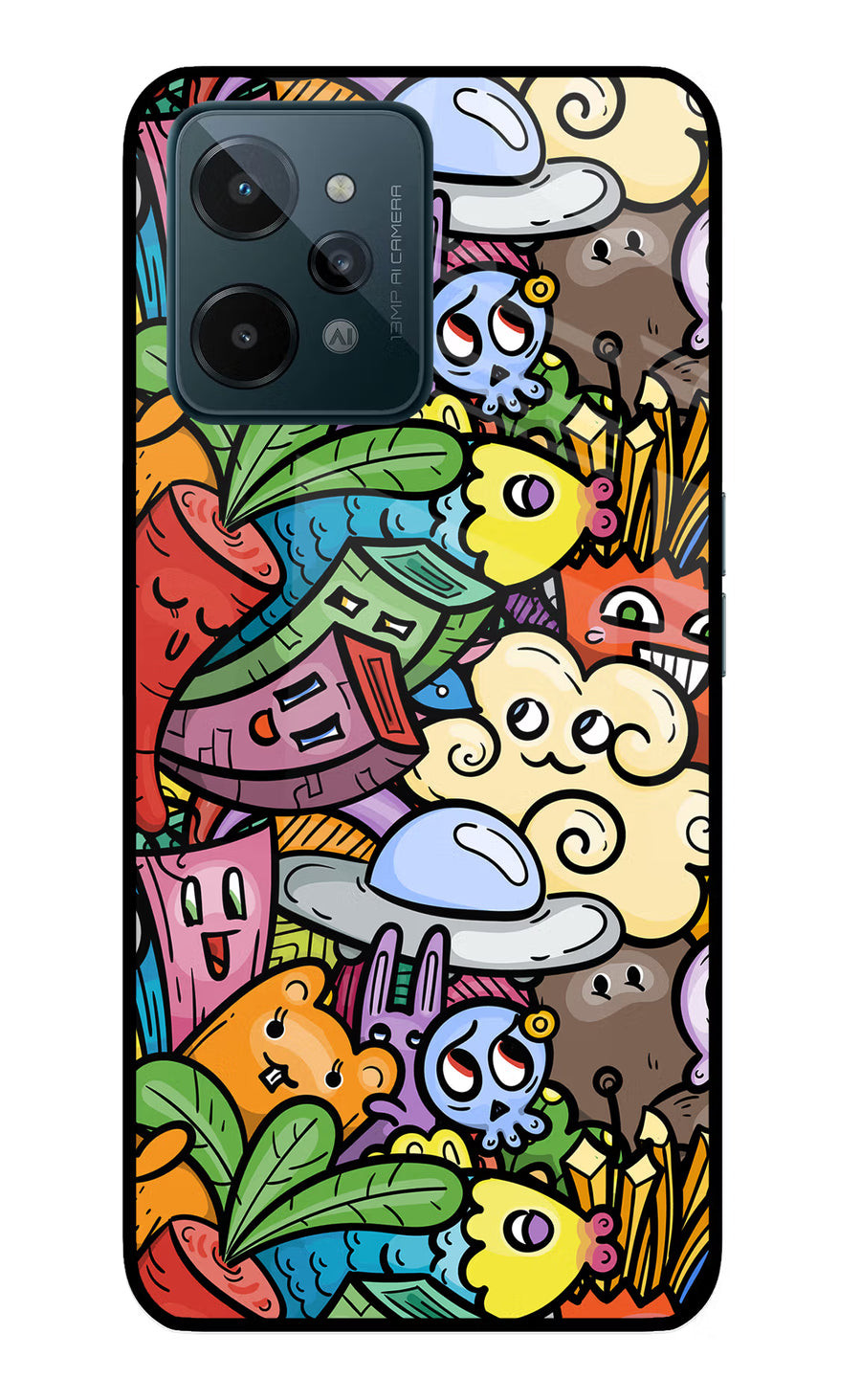 Veggie Doodle Realme C31 Back Cover, Glass case
