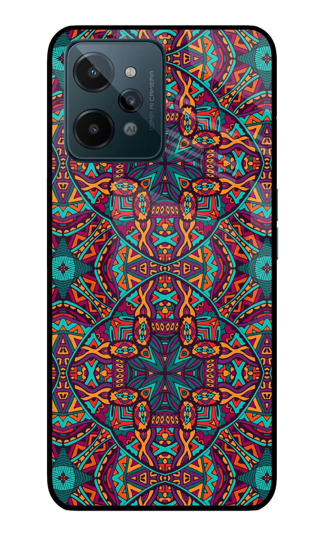Colour Mandala Realme C31 Glass Case Back Cover by Casekaro