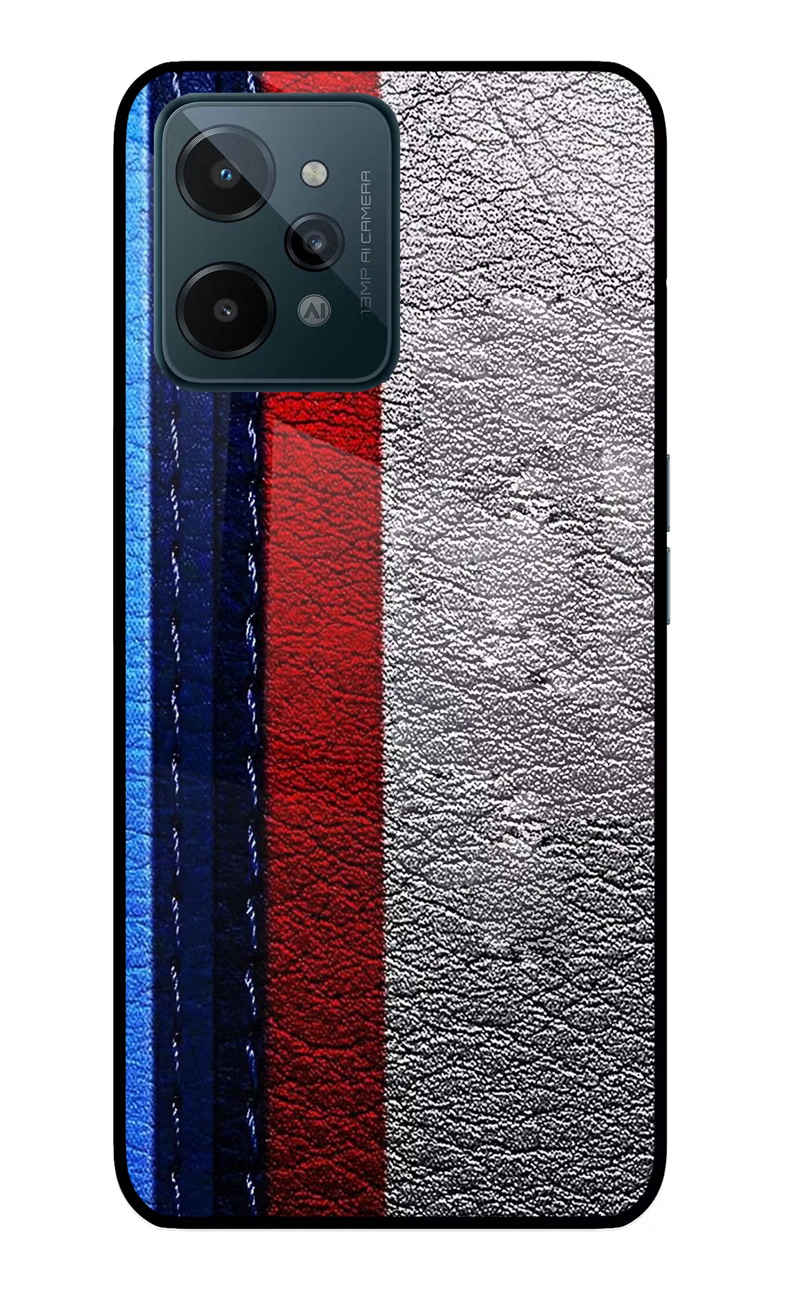 BMW Stripes Realme C31 Glass Case Back Cover by Casekaro