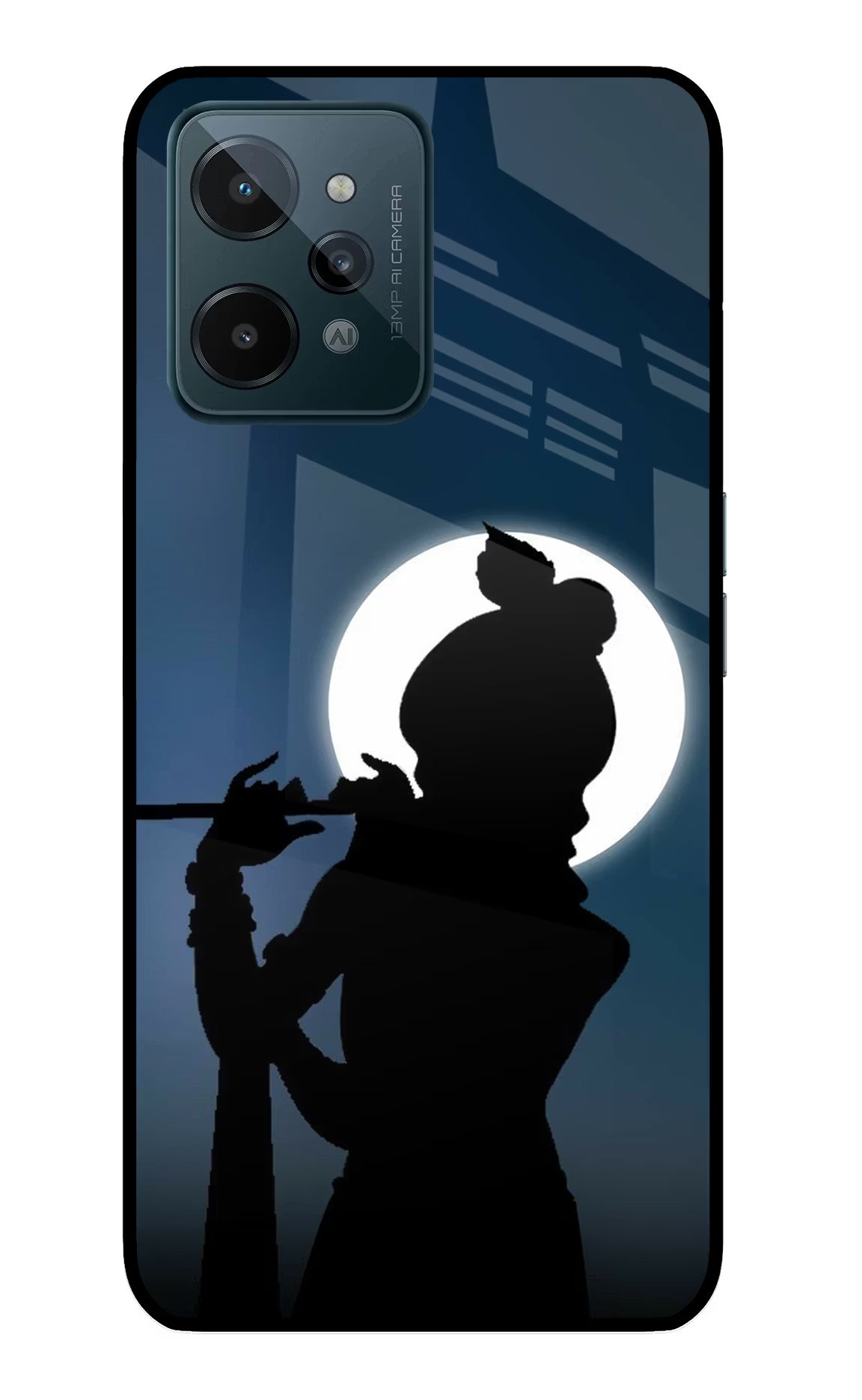 Shri Krishna Silhouette Realme C31 Glass Case Back Cover by Casekaro