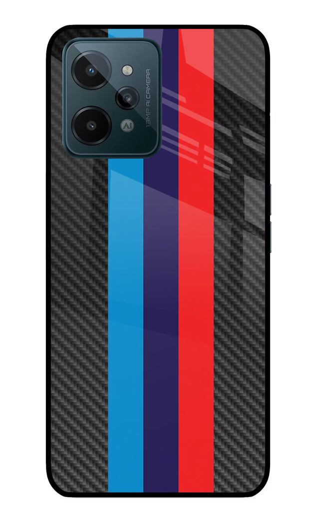 BMW Stripes Pattern Realme C31 Glass Case Back Cover by Casekaro