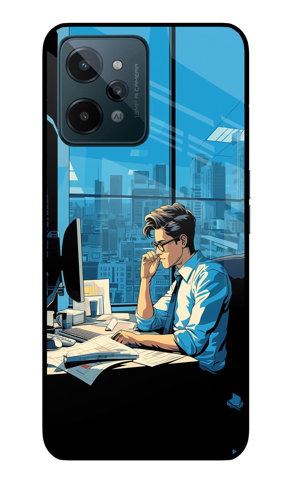 Focused Hustler (AI Generated) Realme C31 Glass Case Back Cover by Casekaro