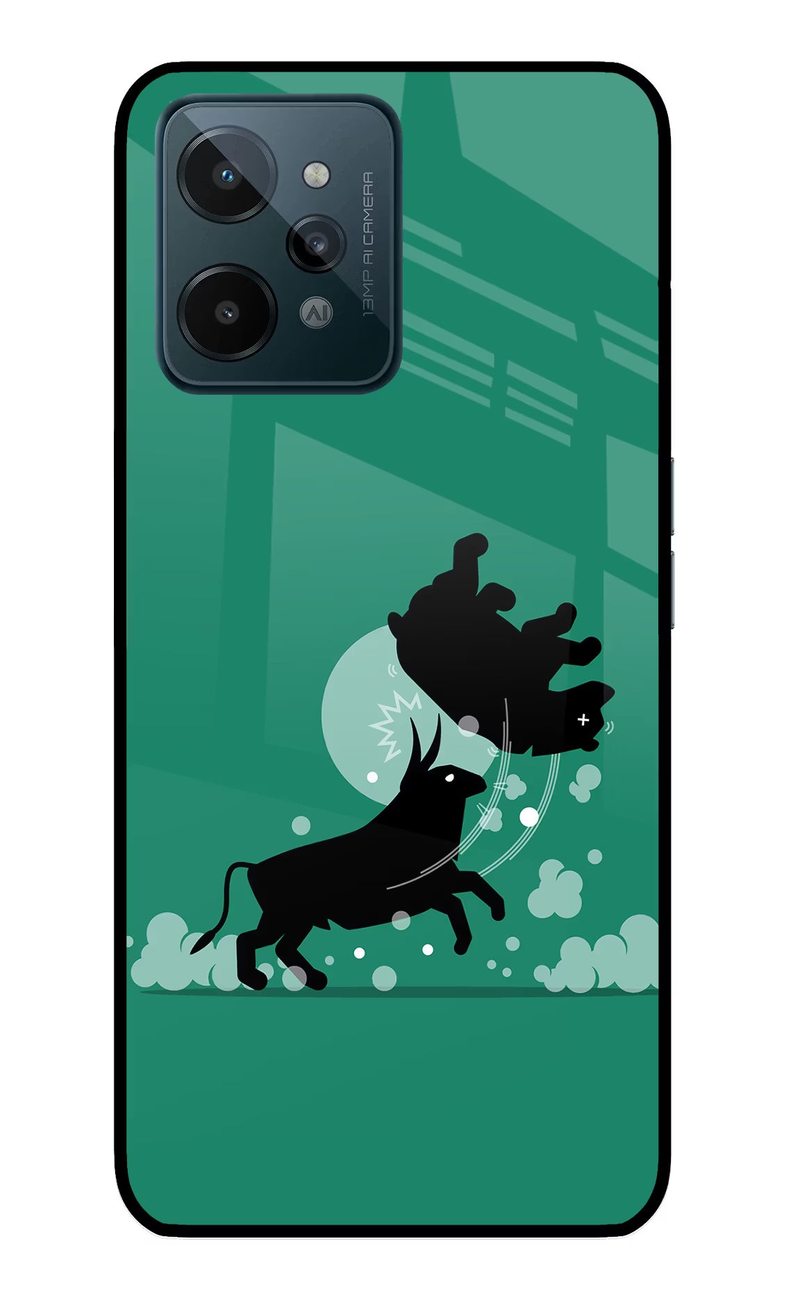 Bull Conqueror Realme C31 Glass Case Back Cover by Casekaro