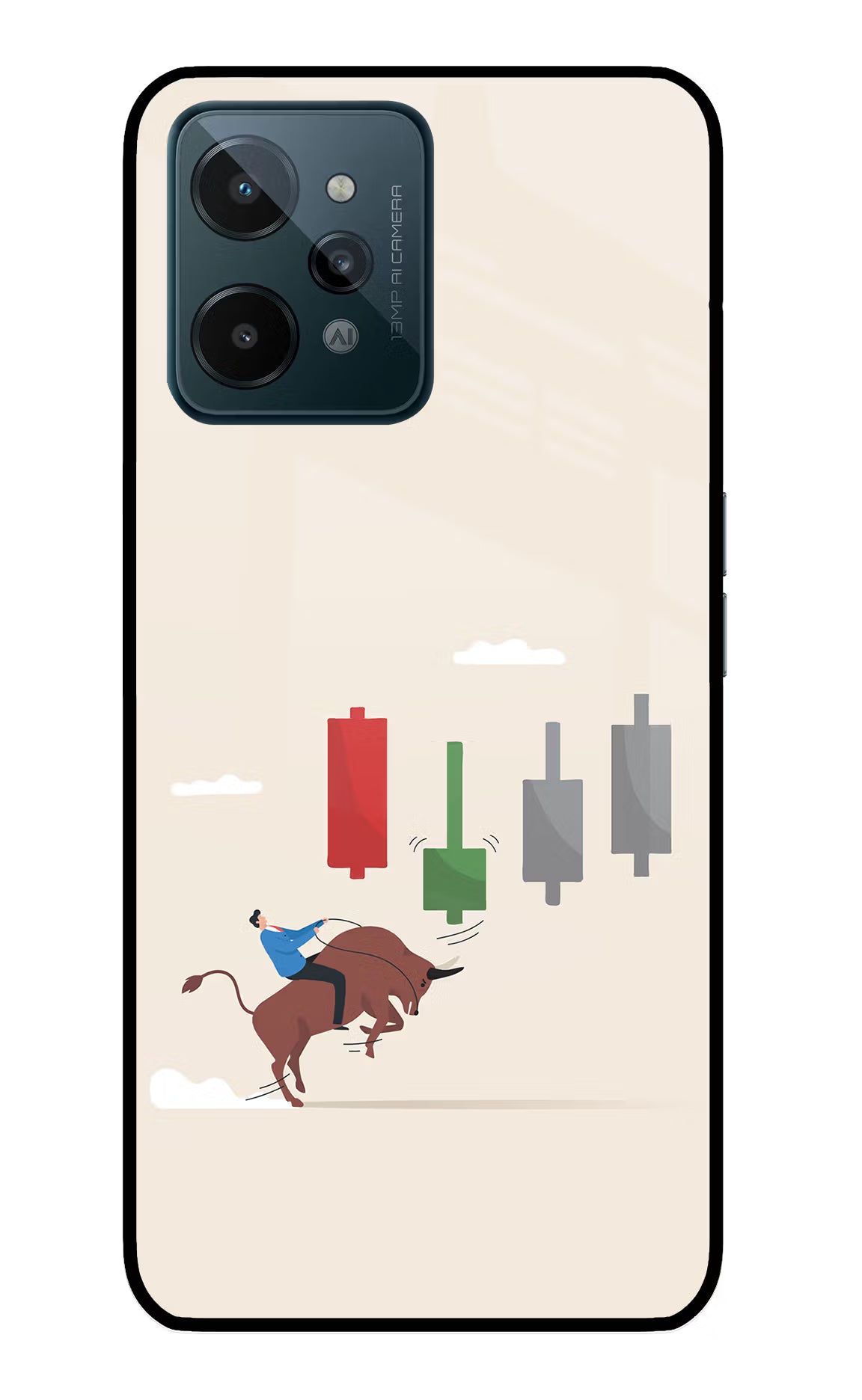 Bull Trading Momentum Realme C31 Glass Case Back Cover by Casekaro