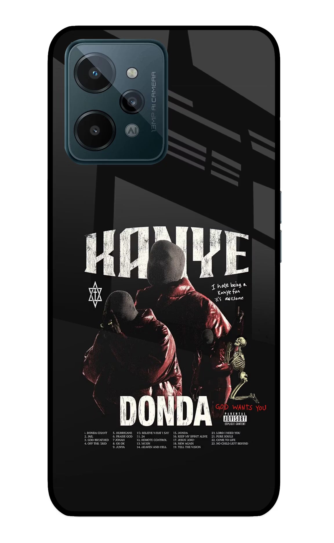 Donda Kanye West Realme C31 Glass Case Back Cover by Casekaro