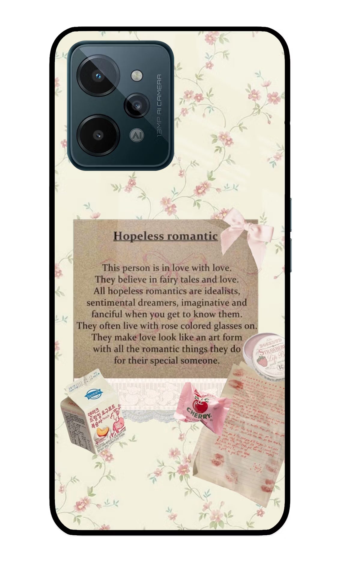 Hopeless Romantic Realme C31 Glass Case Back Cover by Casekaro