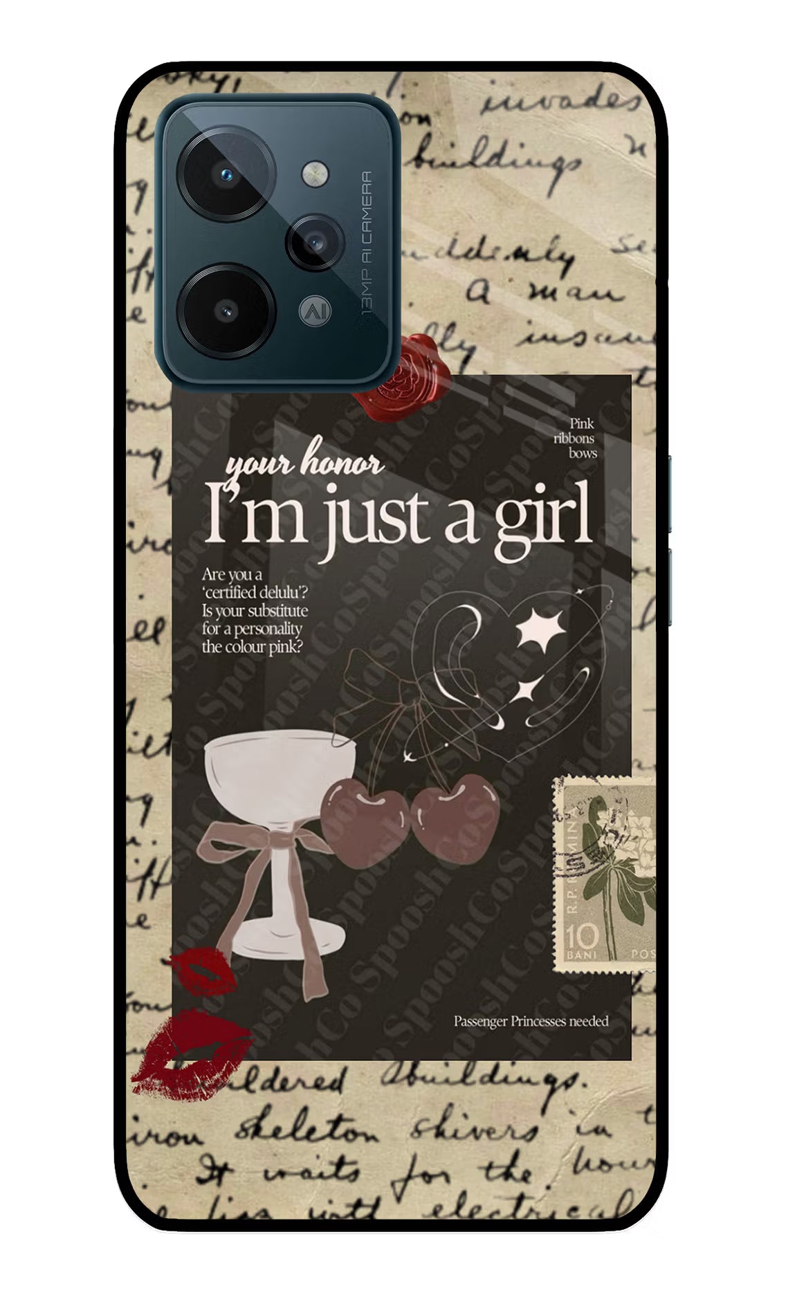 I am just a girl Realme C31 Glass Case Back Cover by Casekaro