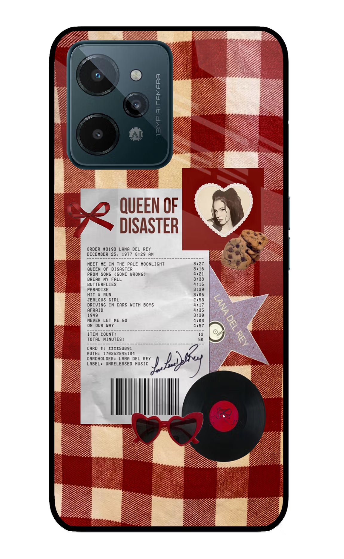 Queen of Disaster Realme C31 Glass Case Back Cover by Casekaro