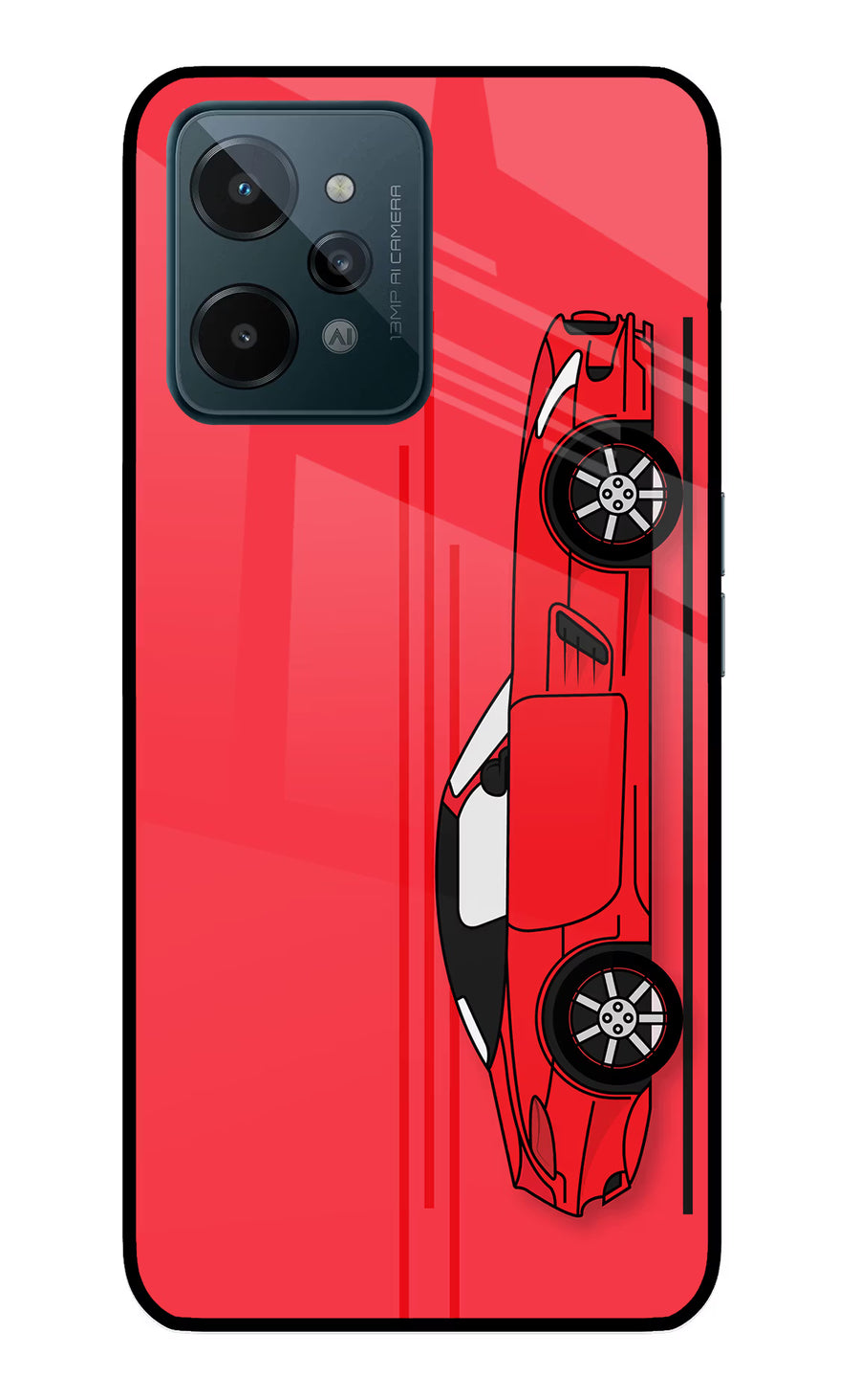 Red Velocity Realme C31 Back Cover, Glass case