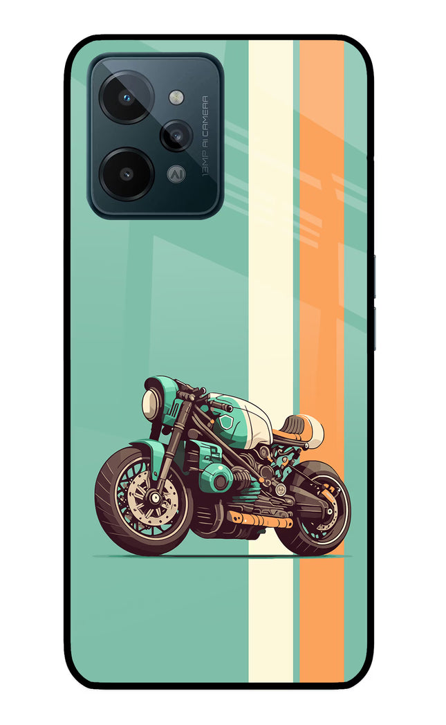 Striped Moto Drift Realme C31 Glass Case Back Cover by Casekaro