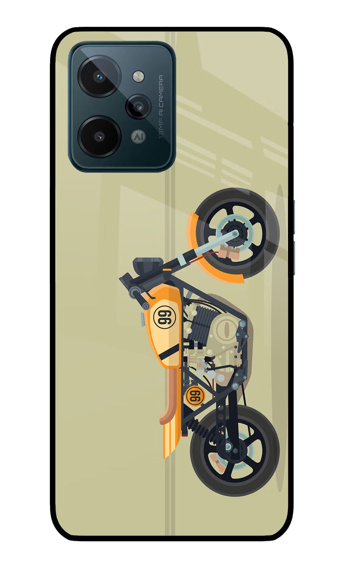 Vertical Speedster Realme C31 Glass Case Back Cover by Casekaro