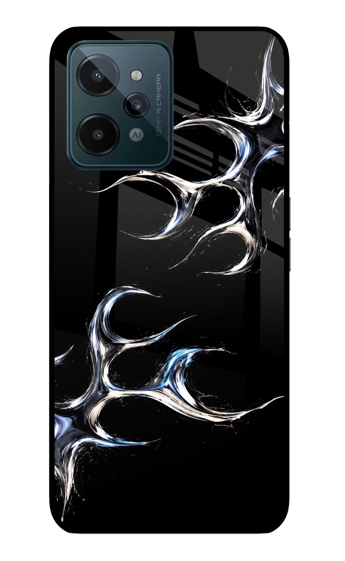 Chrome Tribal Realme C31 Glass Case Back Cover by Casekaro