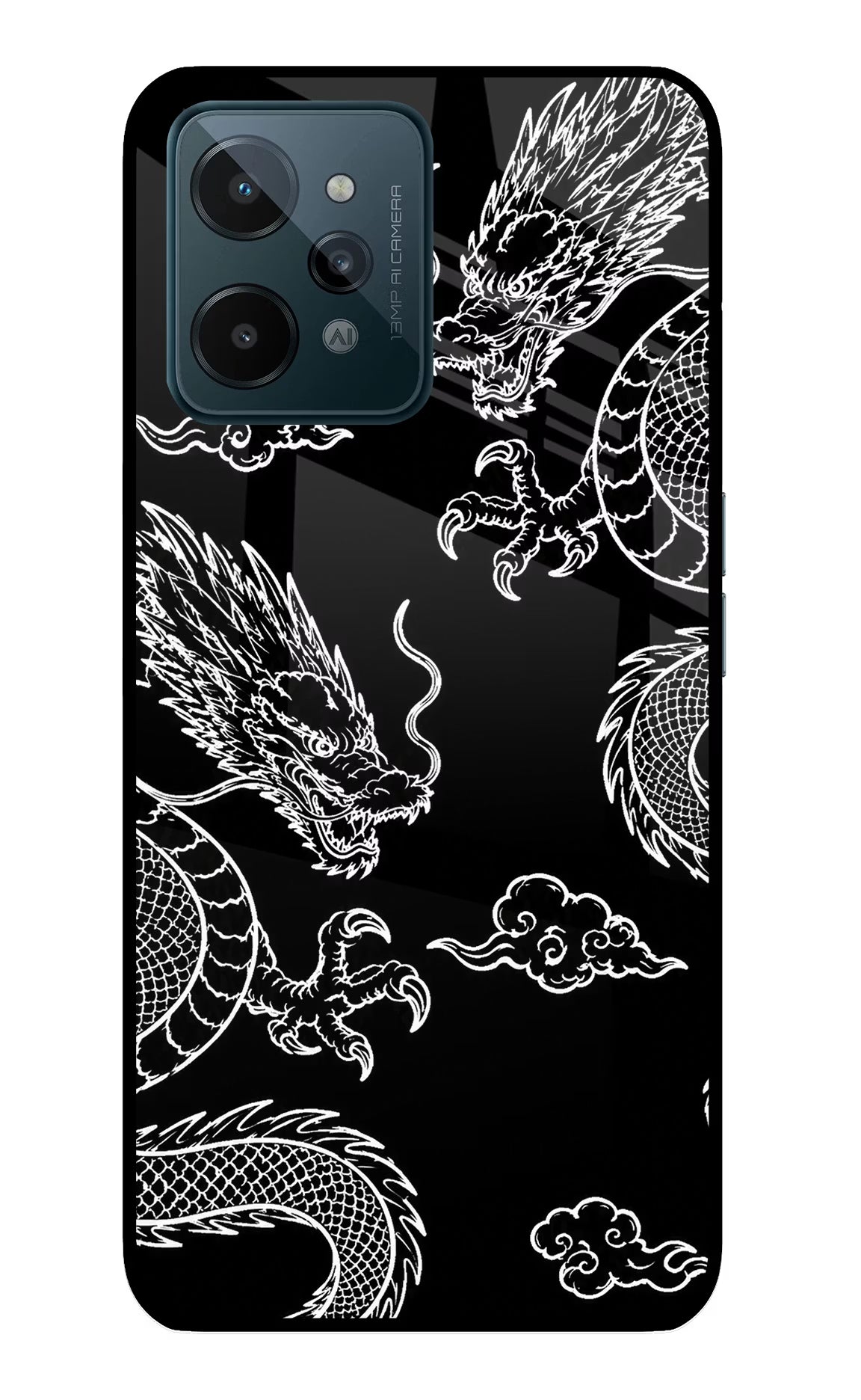 Twin Dragons Realme C31 Glass Case Back Cover by Casekaro