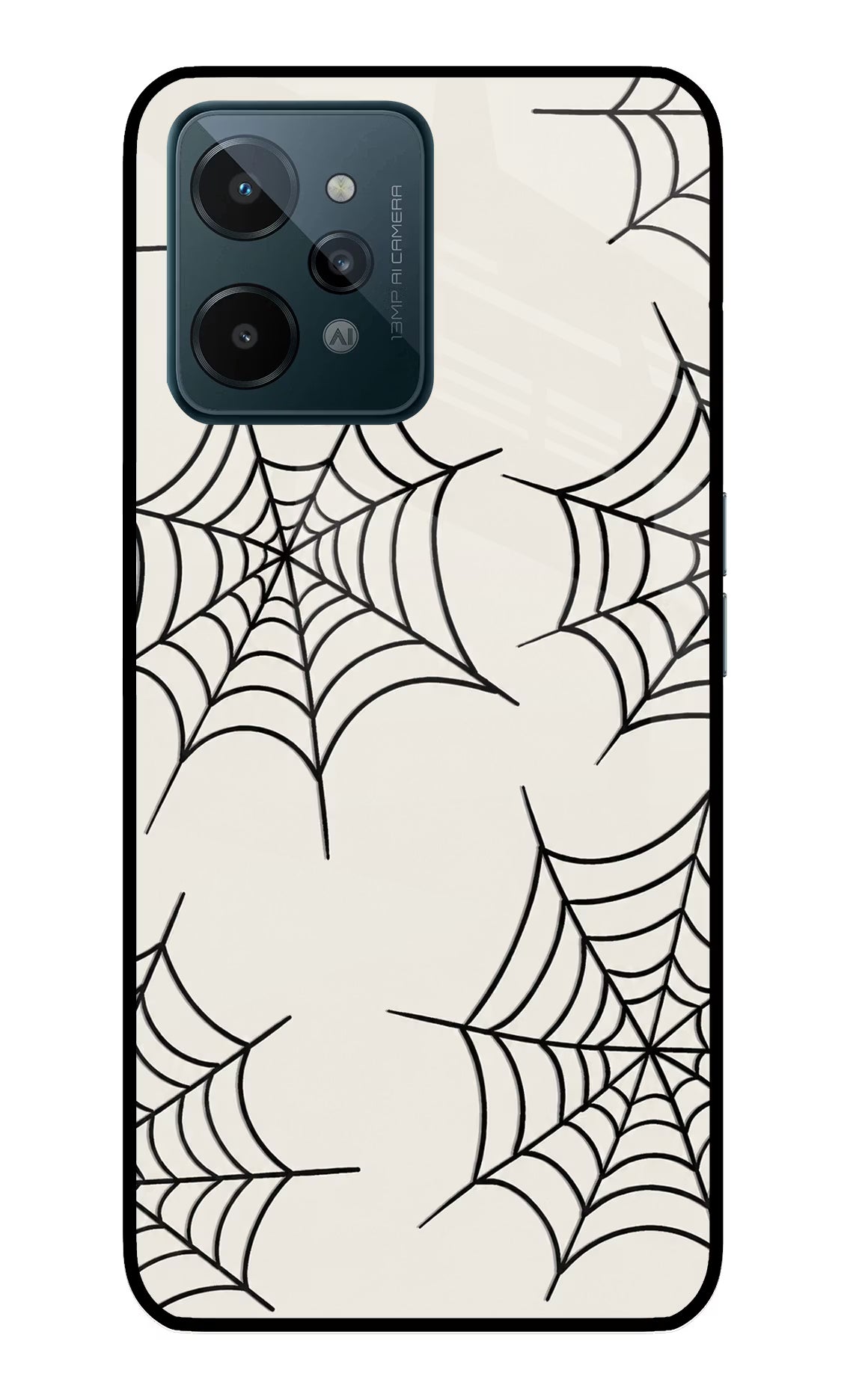 Spider Web Realme C31 Glass Case Back Cover by Casekaro