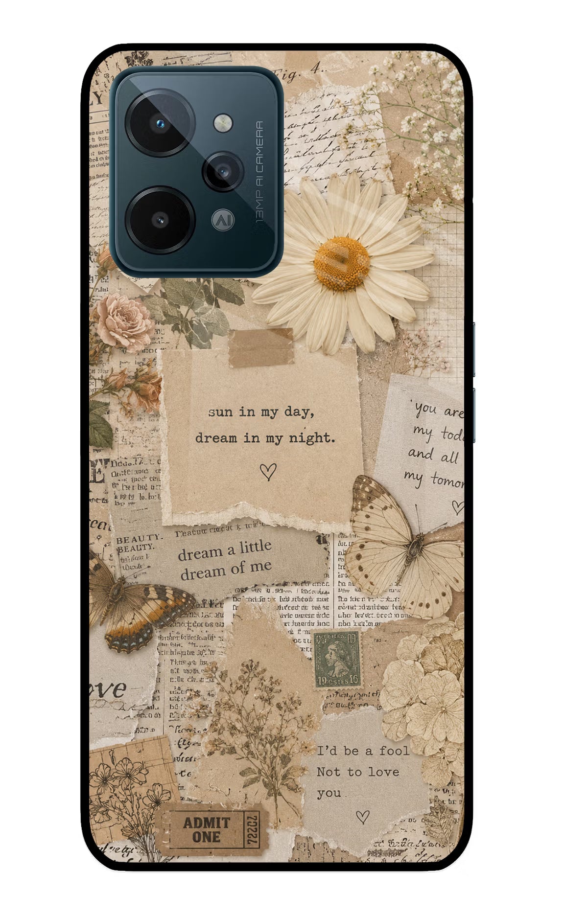 Vintage case Realme C31 Glass Case Back Cover by Casekaro