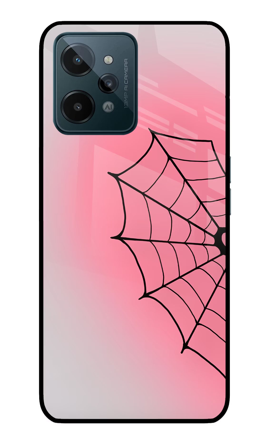 Pink Web Realme C31 Glass Case