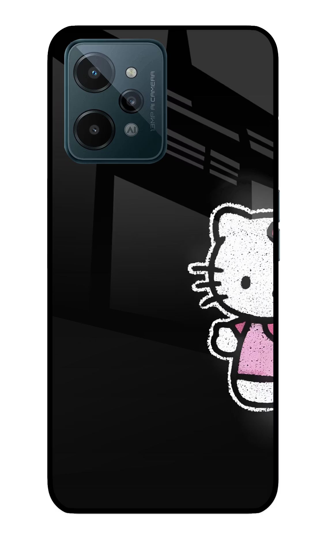 Kitty Charm Realme C31 Glass Case Back Cover by Casekaro