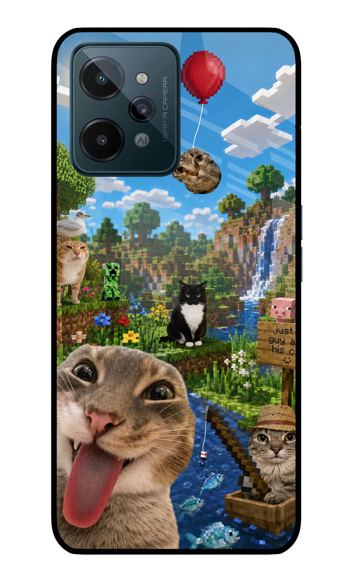 Minecraft Cat Chaos Realme C31 Glass Case