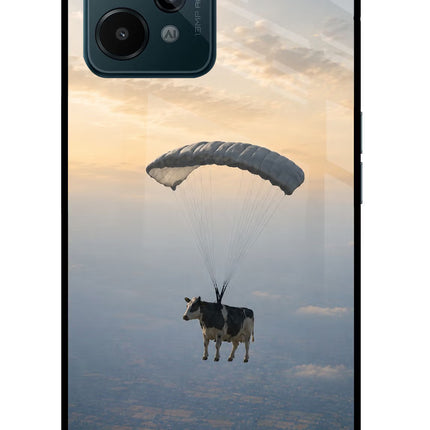 Skydiving Cow Realme C31 Glass Case