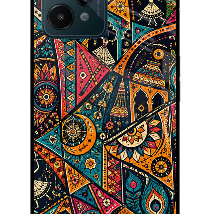 Folk Print Realme C31 Glass Case Back Cover by Casekaro