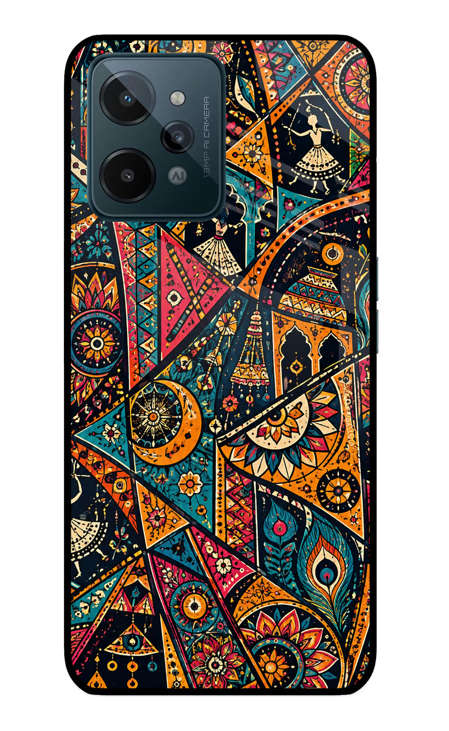 Folk Print Realme C31 Back Cover, Glass case