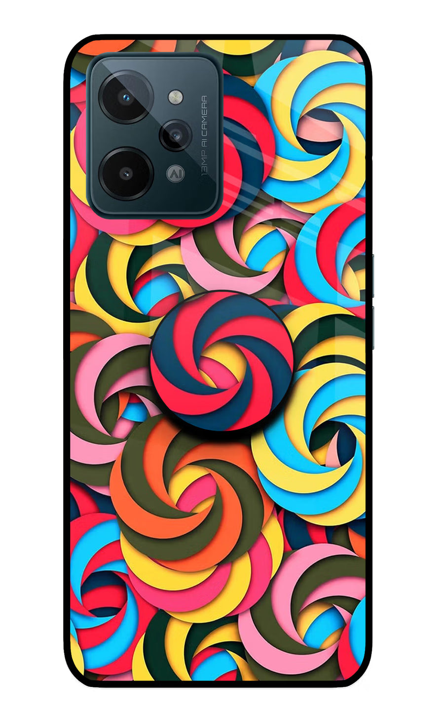 Spiral Pattern Realme C31 Pop Case, Glass case