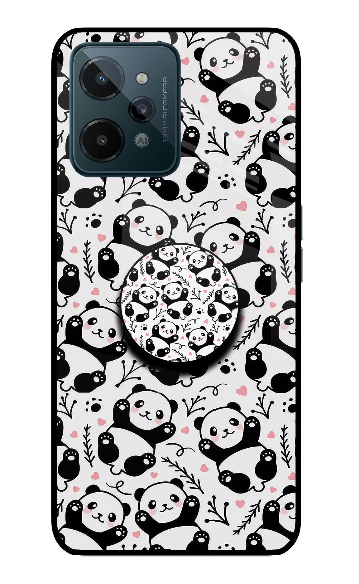 Cute Panda Realme C31 Glass Case