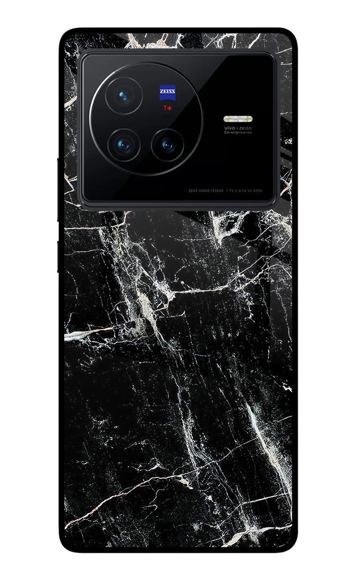 Black Marble Texture Vivo X80 Glass Case