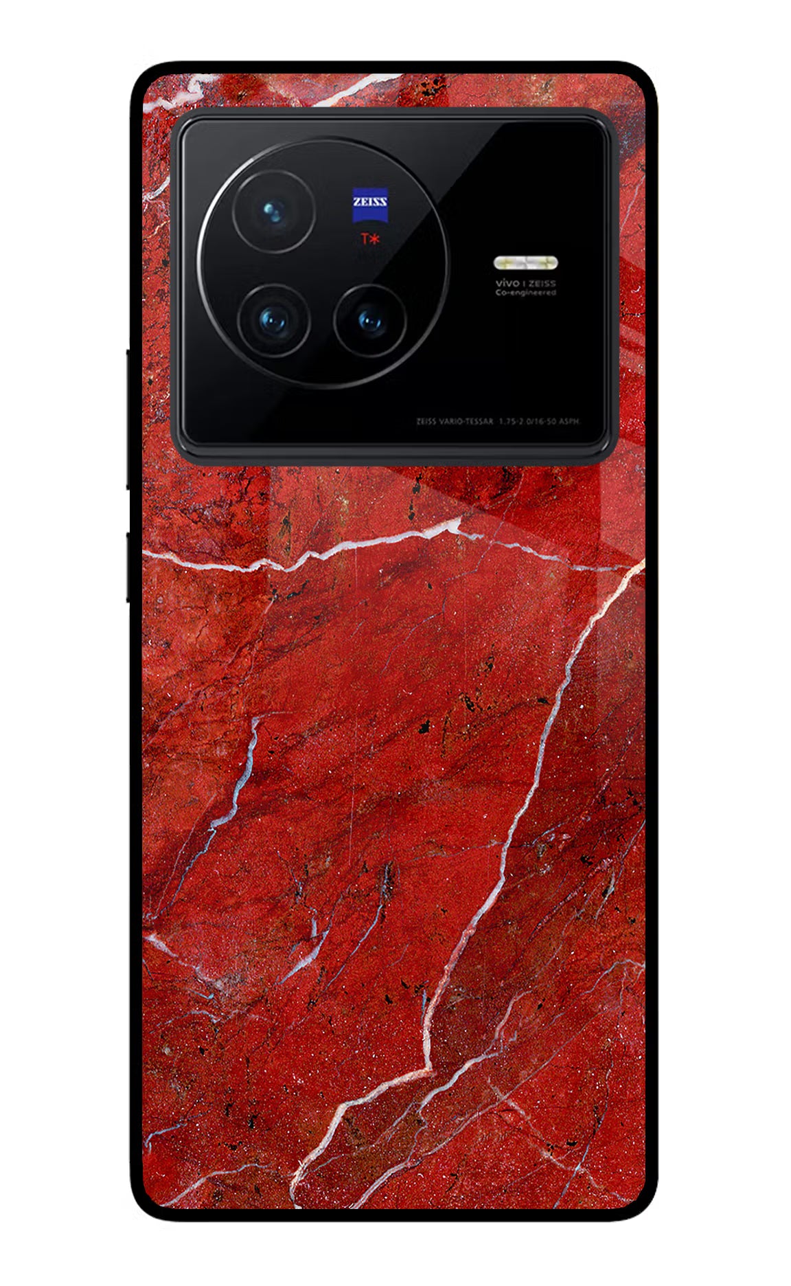 Red Marble Design Vivo X80 Glass Case Back Cover by Casekaro