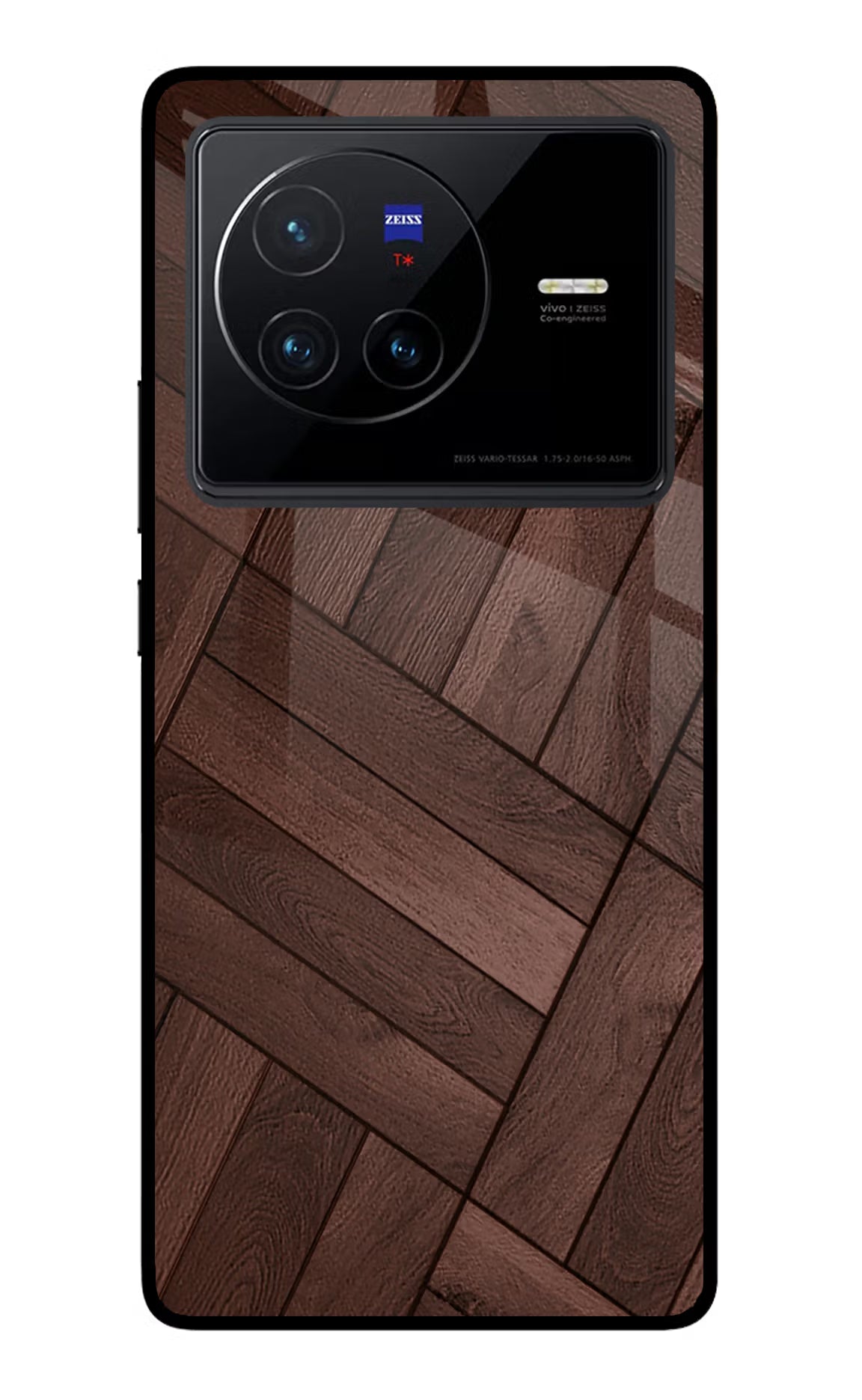 Wooden Texture Design Vivo X80 Glass Case