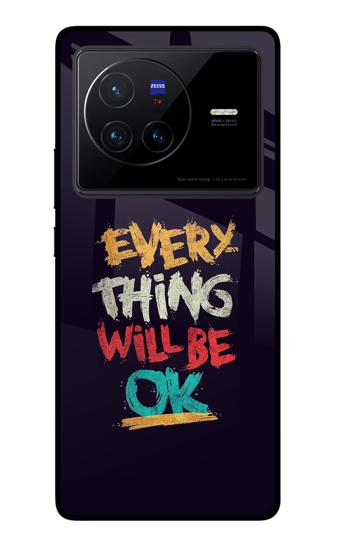 Everything Will Be Ok Vivo X80 Glass Case Back Cover by Casekaro