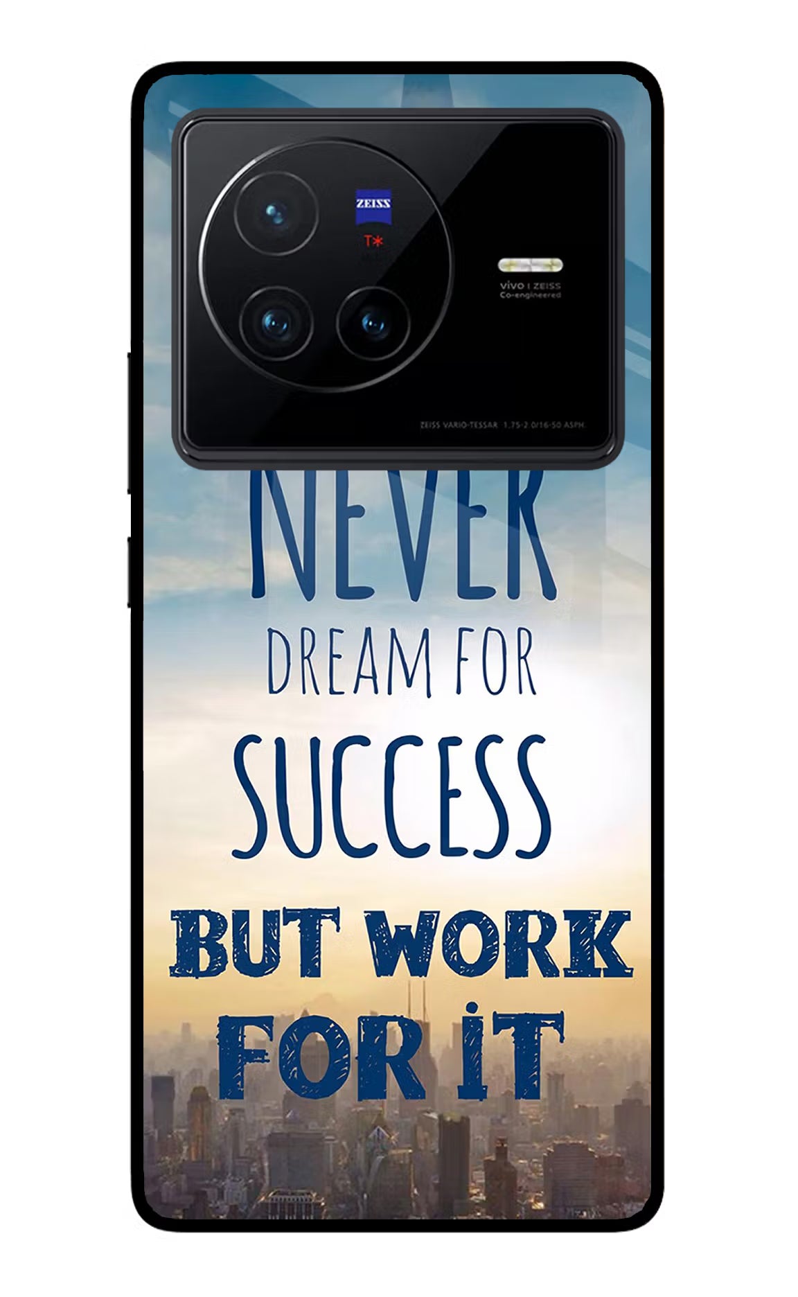 Never Dream For Success But Work For It Vivo X80 Glass Case Back Cover by Casekaro