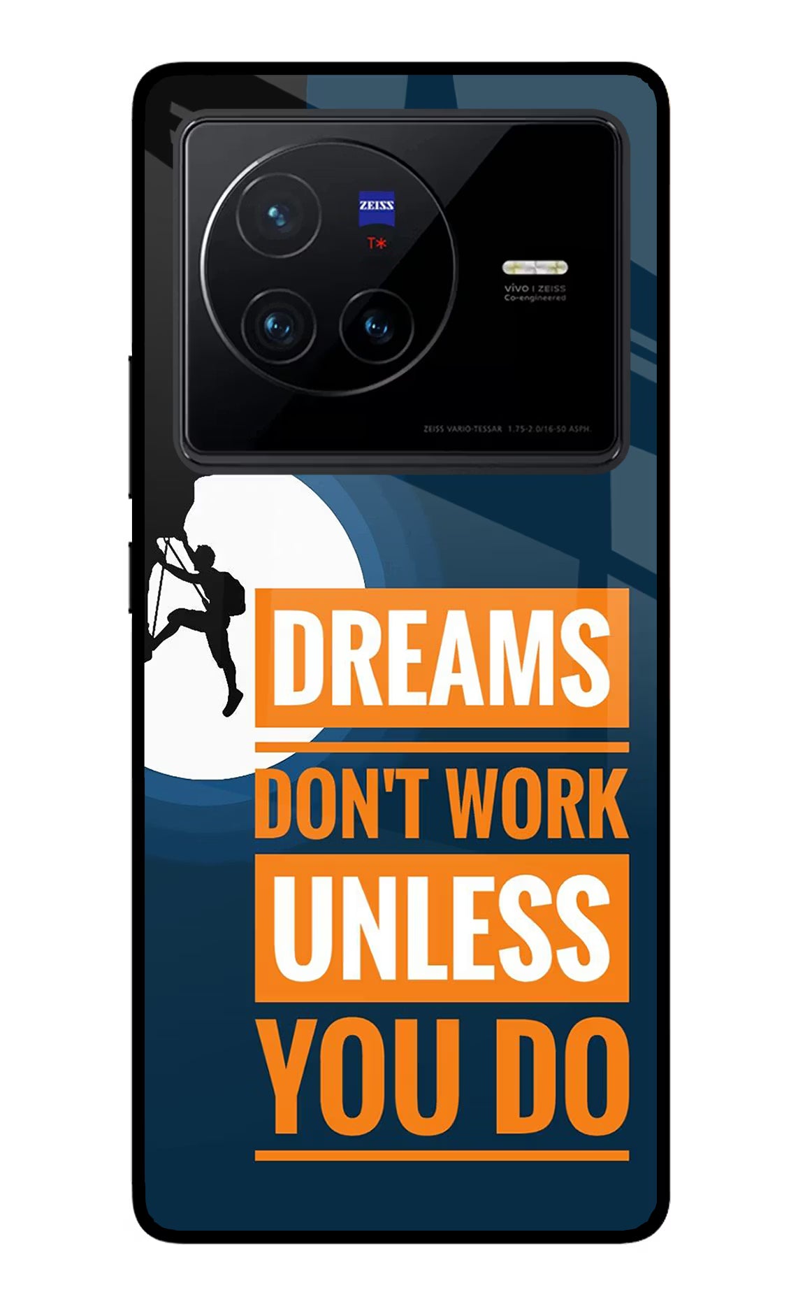 Dreams Don’T Work Unless You Do Vivo X80 Glass Case Back Cover by Casekaro