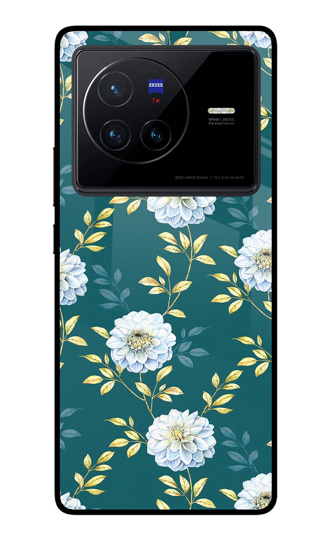 Flowers Vivo X80 Glass Case Back Cover by Casekaro